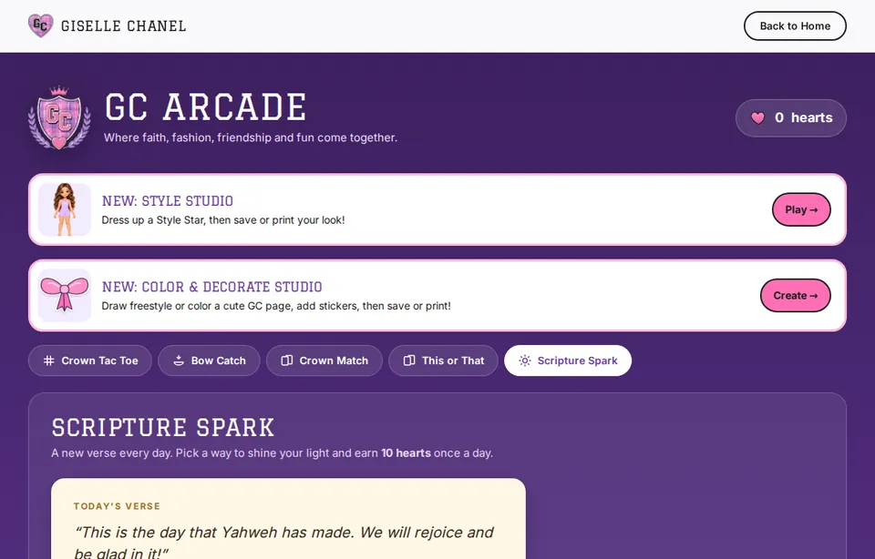 Scripture Spark showing today's Bible verse